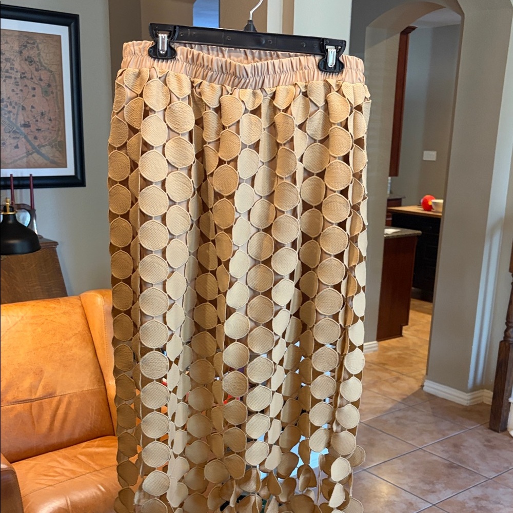 Chic Beige Circle Pattern Maxi Skirt - image 2